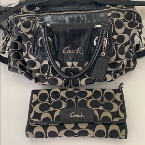 Coach Handbag & Wallet Set - black